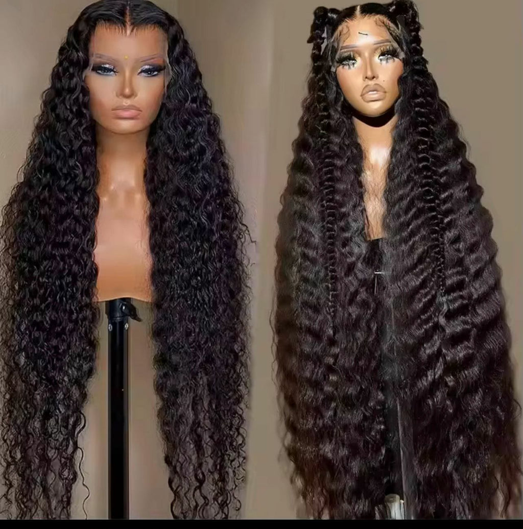 250 Density 13x6 Hd Lace Frontal Wigs Brazilian 32 34 40 Inch Deep Wave Curly  Human Hair Wigs 100%