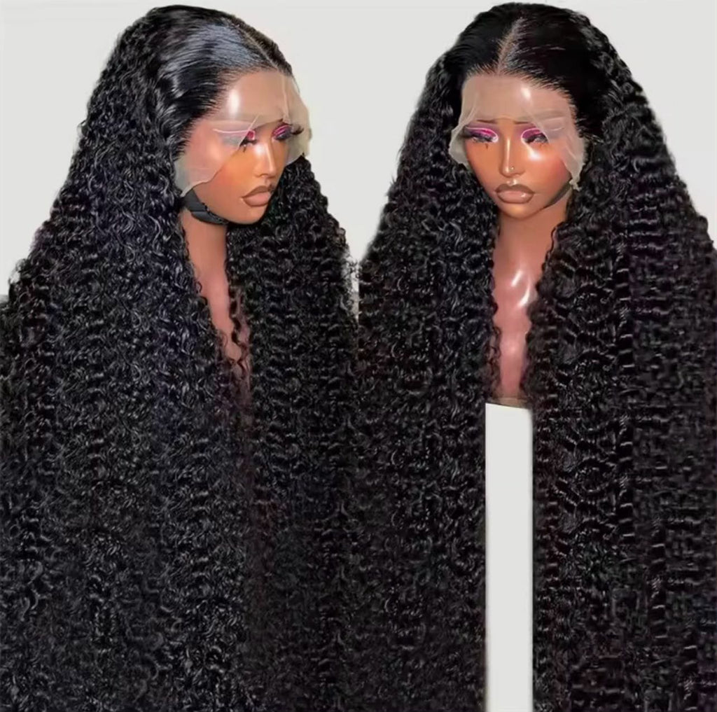 250 Density 13x6 Hd Lace Frontal Wigs Brazilian 32 34 40 Inch Deep Wave Curly  Human Hair Wigs 100%