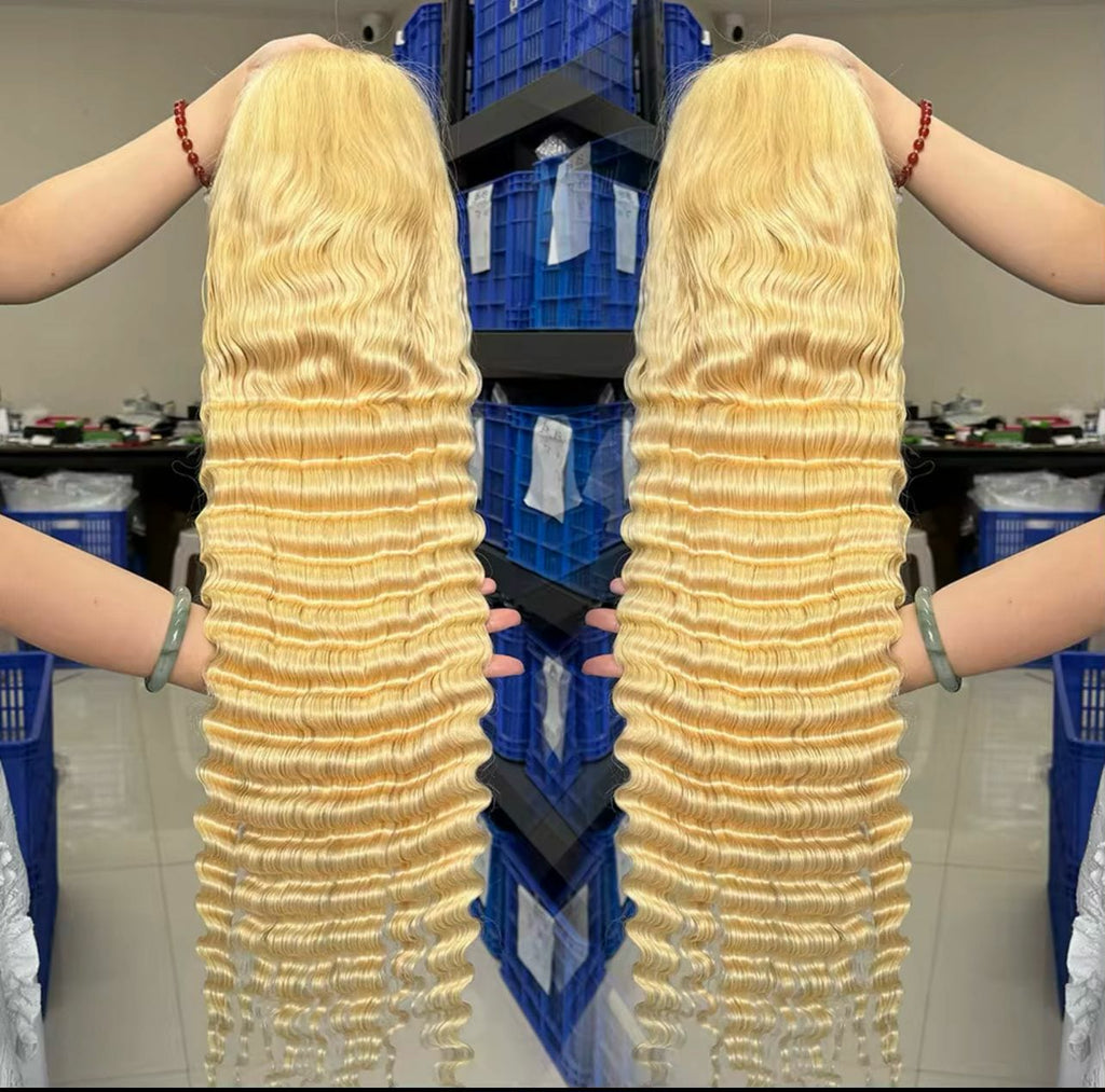 Raw 613 HD Lace Wigs Raw Human Hair Lace Front, Blonde 613 Deep Wave Vietnamese Hair